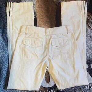 vintage corduroy bcbg maxazria flare cream cargo-esque pants with zipper details
